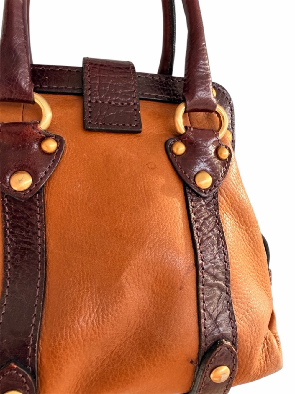 WILSON’S LEATHER Camel and Brown Belt Mini Purse - Picture 5 of 8